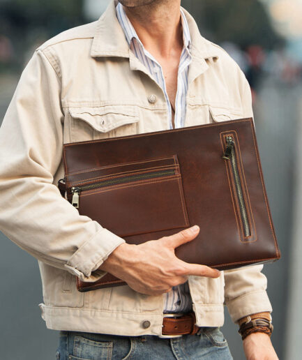 15.3 Inch Leather Laptop Sleeve Business Bag