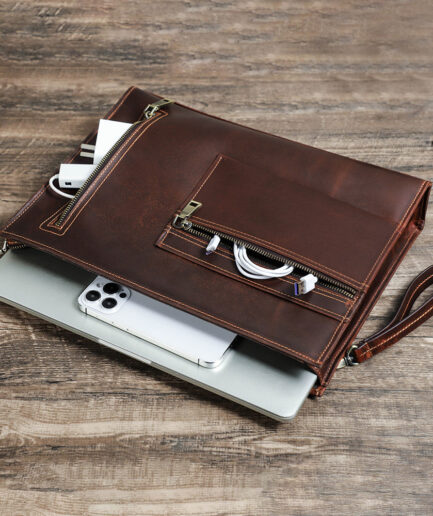 15.3 Inch Leather Laptop Sleeve Business Bag